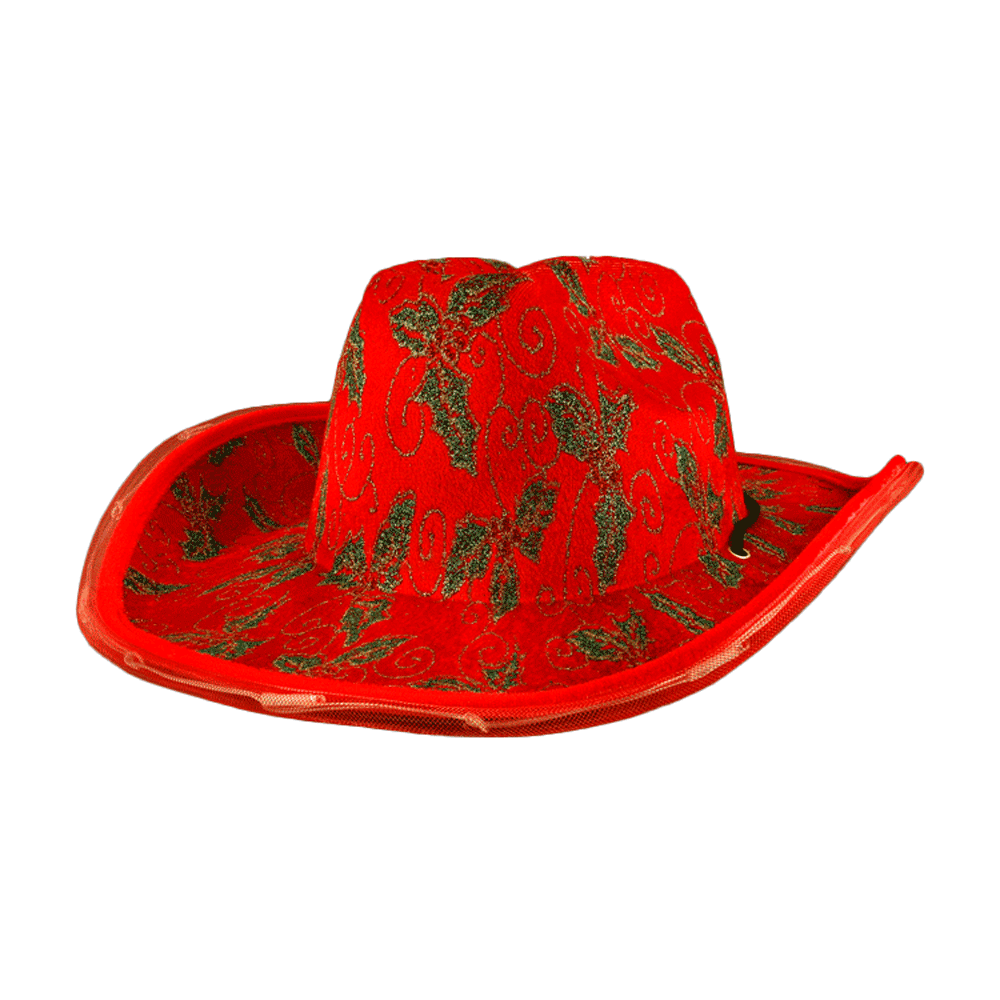 Light Up Holly Leaves and Glitz Red Christmas Cowboy Hat All Products Light Up Holly Leaves and Glitz Red Christmas Cowboy Hat All Products 5