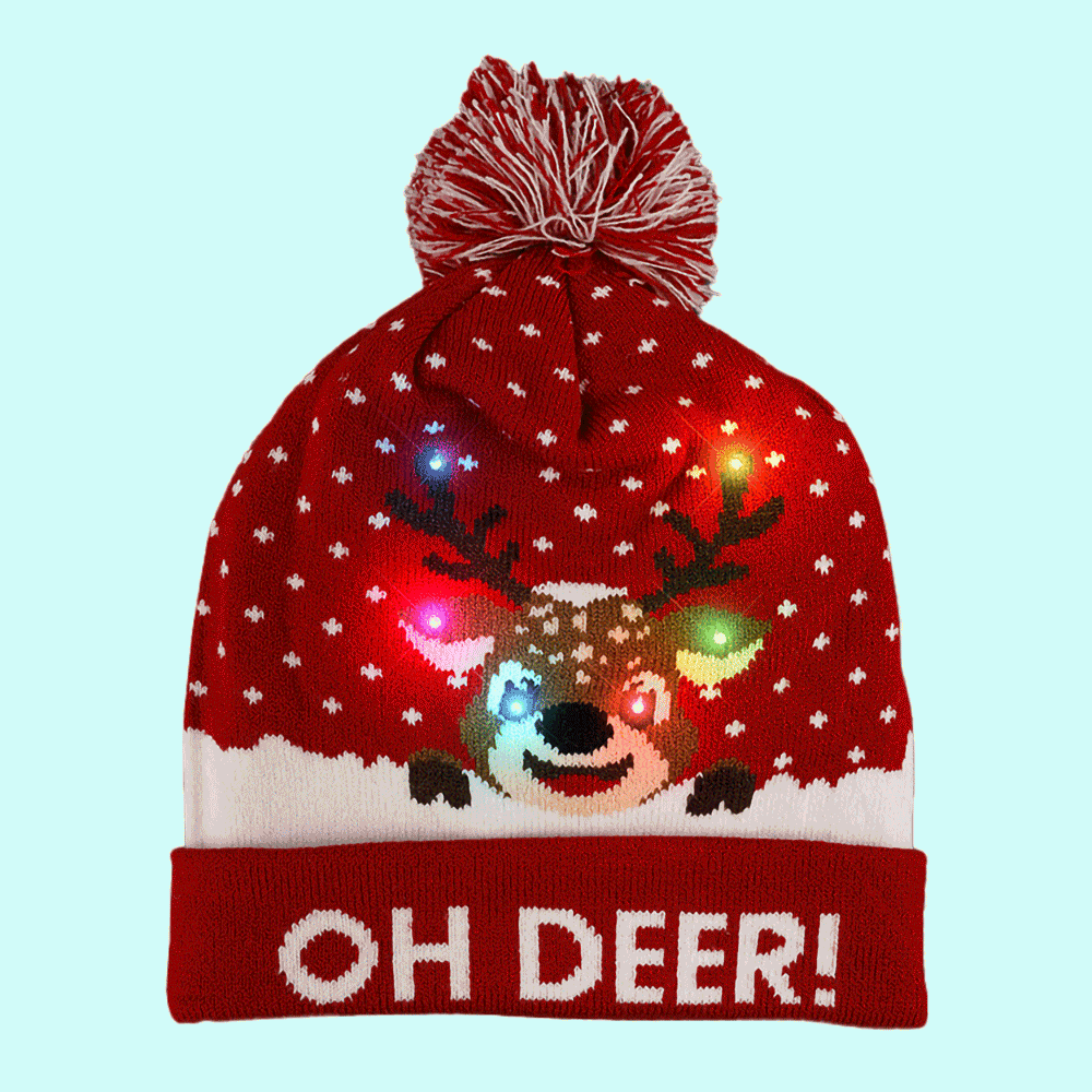 Light Up Oh Deer Red Pompom Beanie Hat All Products Light Up Oh Deer Red Pompom Beanie Hat All Products 7