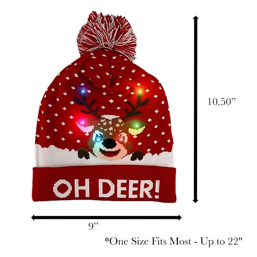 Light Up Oh Deer Red Pompom Beanie Hat All Products Light Up Oh Deer Red Pompom Beanie Hat All Products 8