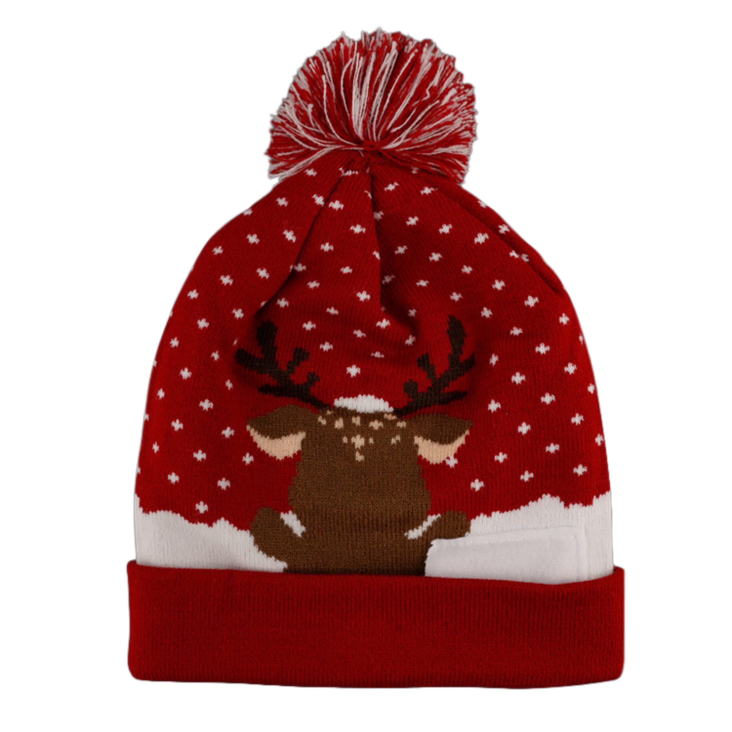 Light Up Oh Deer Red Pompom Beanie Hat All Products Light Up Oh Deer Red Pompom Beanie Hat All Products 5