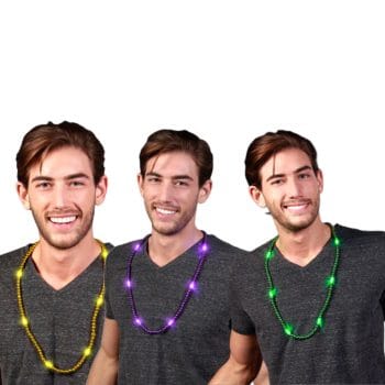 LED Necklace with Mardi Gras Beads Pack of 12 All Products 3