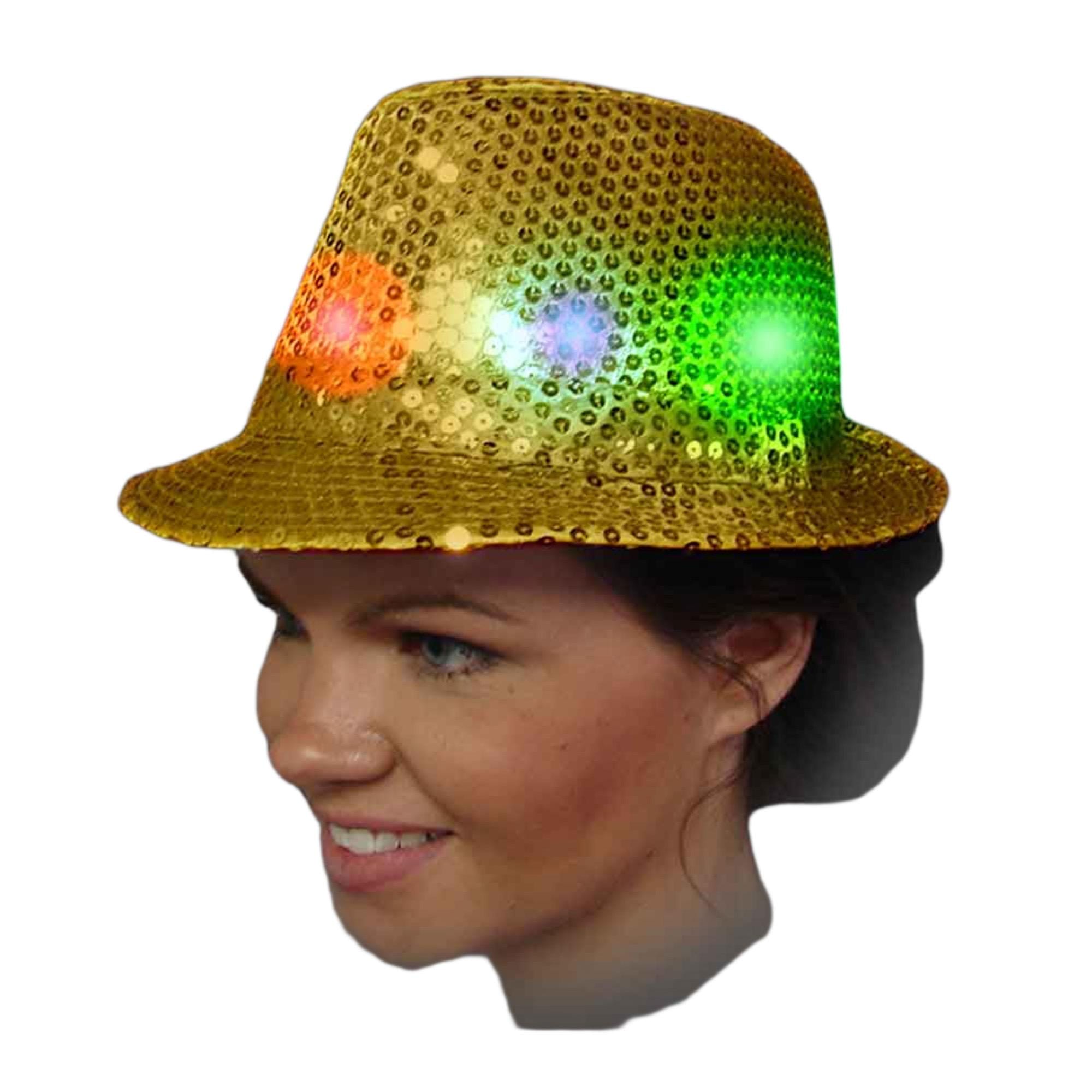 Light Up Flashing Gold Sequins Fedora with Multicolor LEDs All Products Light Up Flashing Gold Sequins Fedora with Multicolor LEDs All Products 3