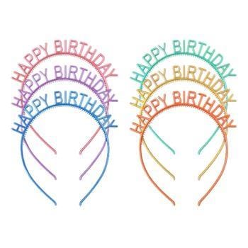 Unlit Happy Birthday Rainbow Headbands Pack of 6 All Products 3