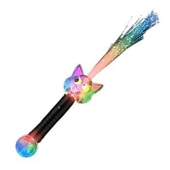 Light Up Multicolored Fiber Optic Cat Wand with Crystal Ball All Products 3
