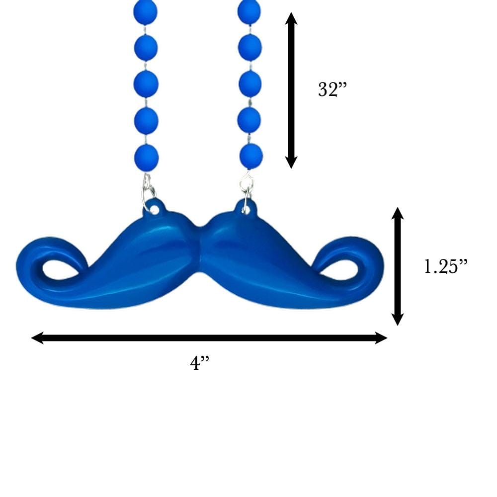 Funky Mustache Beaded Necklace Blue Pack of 12 All Products Funky Mustache Beaded Necklace Blue Pack of 12 All Products 5