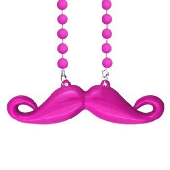 Funky Mustache Beaded Necklace Pink Pack of 12 All Products 3