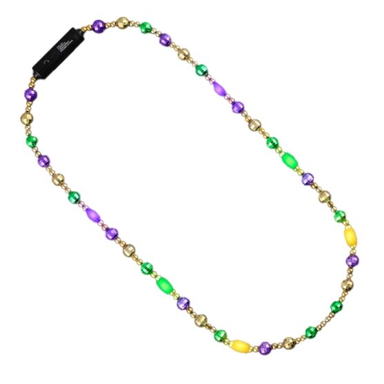 Disco Glam Edition Metallic Mardi Gras Beads Necklace with 6 LED Lights All Products 3