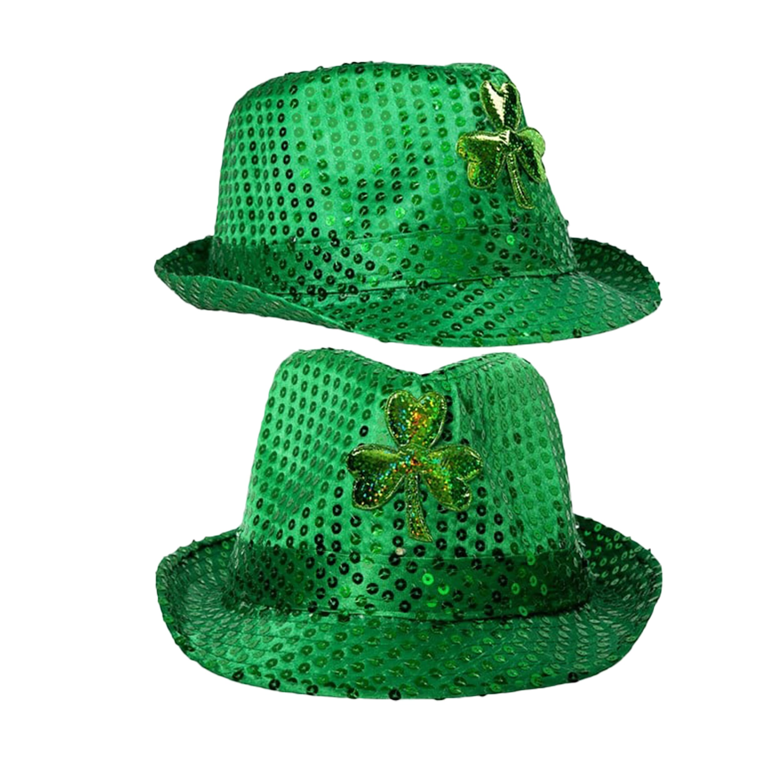 Pack of 6 LED Flashing Fedora Hat with Green Shamrock Sequins All Products Pack of 6 LED Flashing Fedora Hat with Green Shamrock Sequins All Products 4