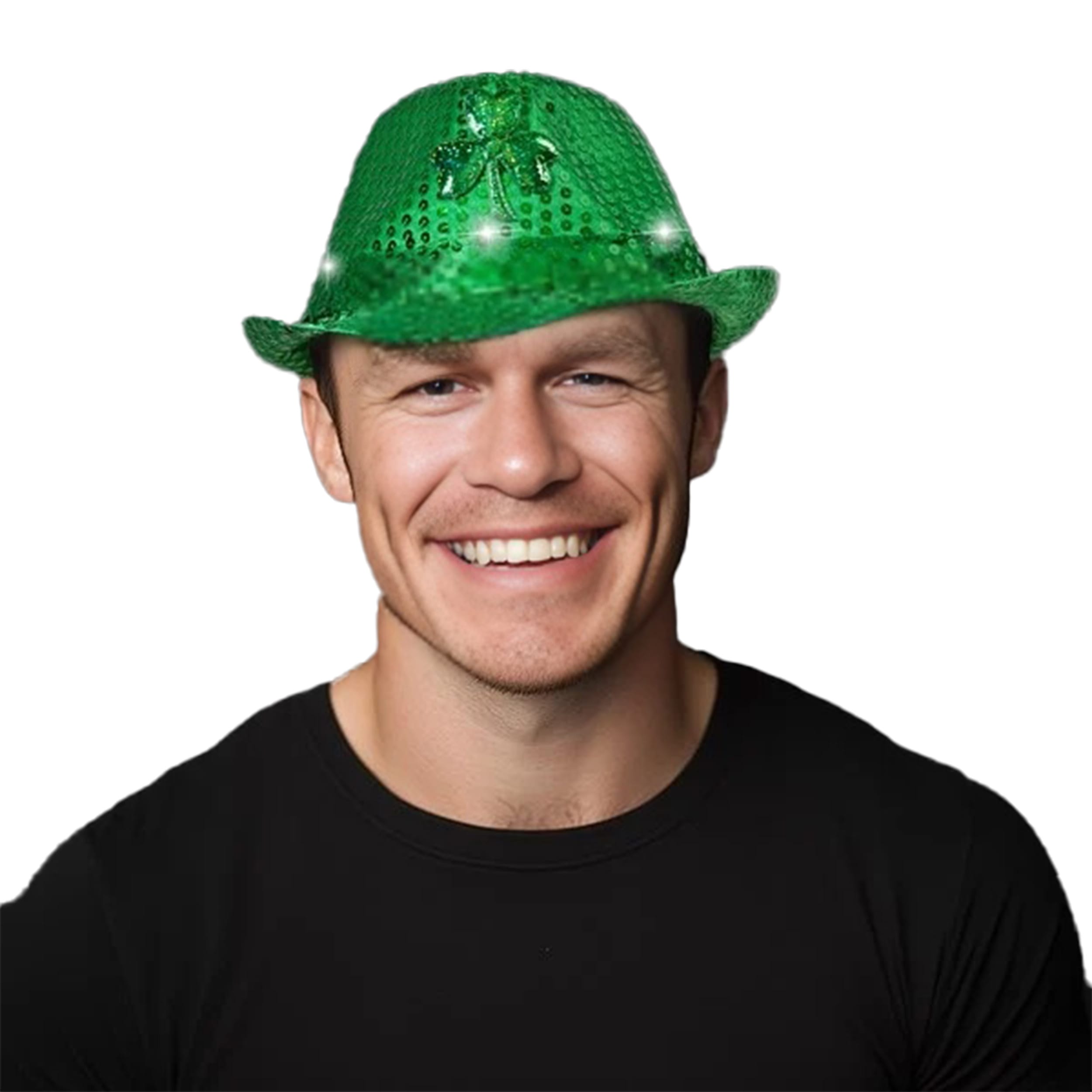 Pack of 6 LED Flashing Fedora Hat with Green Shamrock Sequins All Products Pack of 6 LED Flashing Fedora Hat with Green Shamrock Sequins All Products 7