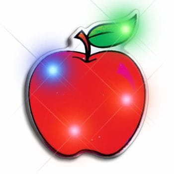 Red Apple Flashing Body Light Lapel Pins All Body Lights and Blinkees