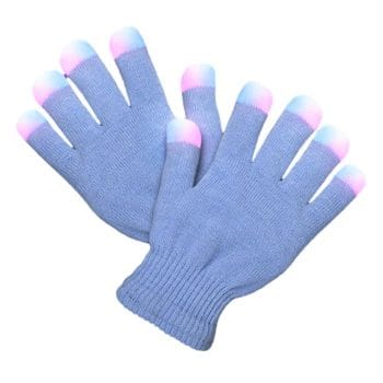 Child Size Icy Blue Gloves with White Pink and Blue LEDs Frozen Winter Princess