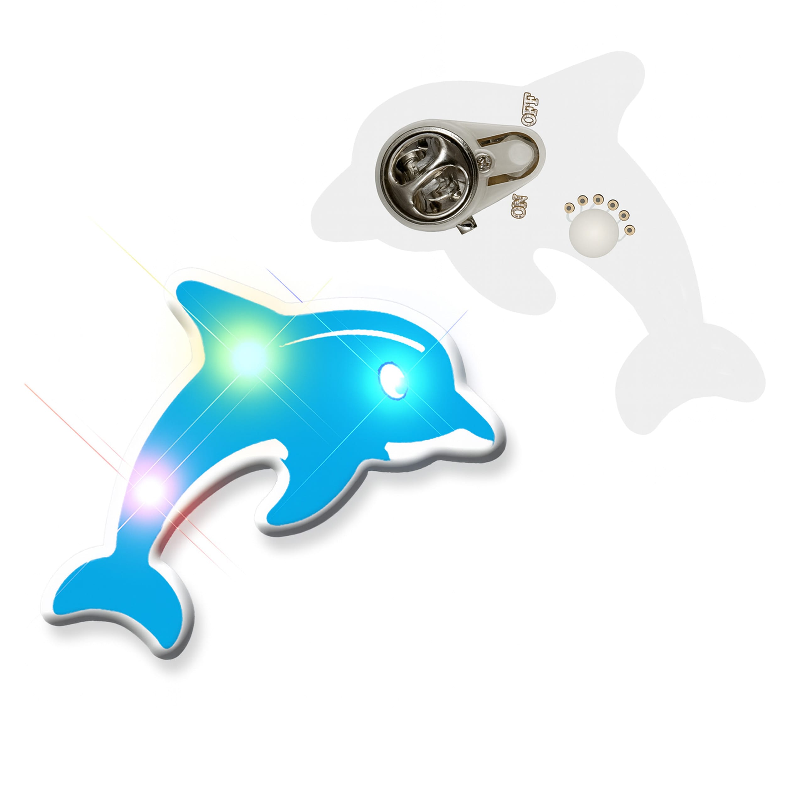 Blue Dolphin Flashing Body Light Lapel Pins All Body Lights and Blinkees Blue Dolphin Flashing Body Light Lapel Pins All Body Lights and Blinkees 6