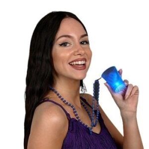 Light Up Blue Shot Glass on Blue Beaded Necklaces All Products