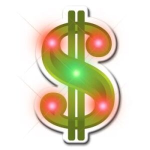 Dollar Sign Flashing Body Light Lapel Pins All Body Lights and Blinkees