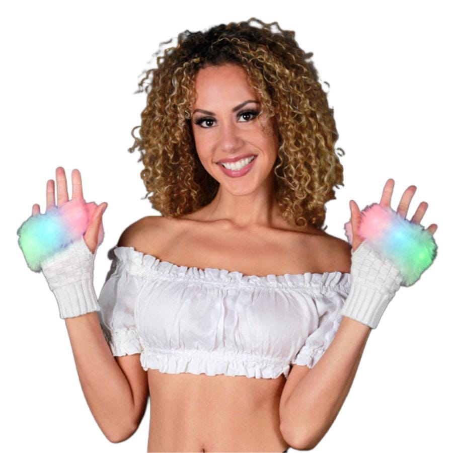 Faux Fur LED Fingerless Gloves All Products 3