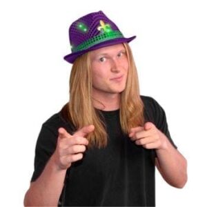 Light Up Mardi Gras Fleur de Lis Fedora All Products 3