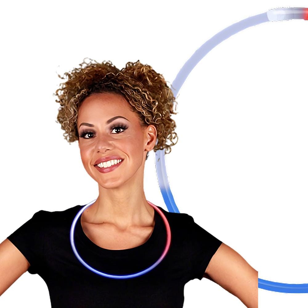 Glow Necklace Tri Color Red White and Blue Tube of 25 4th of July 4
