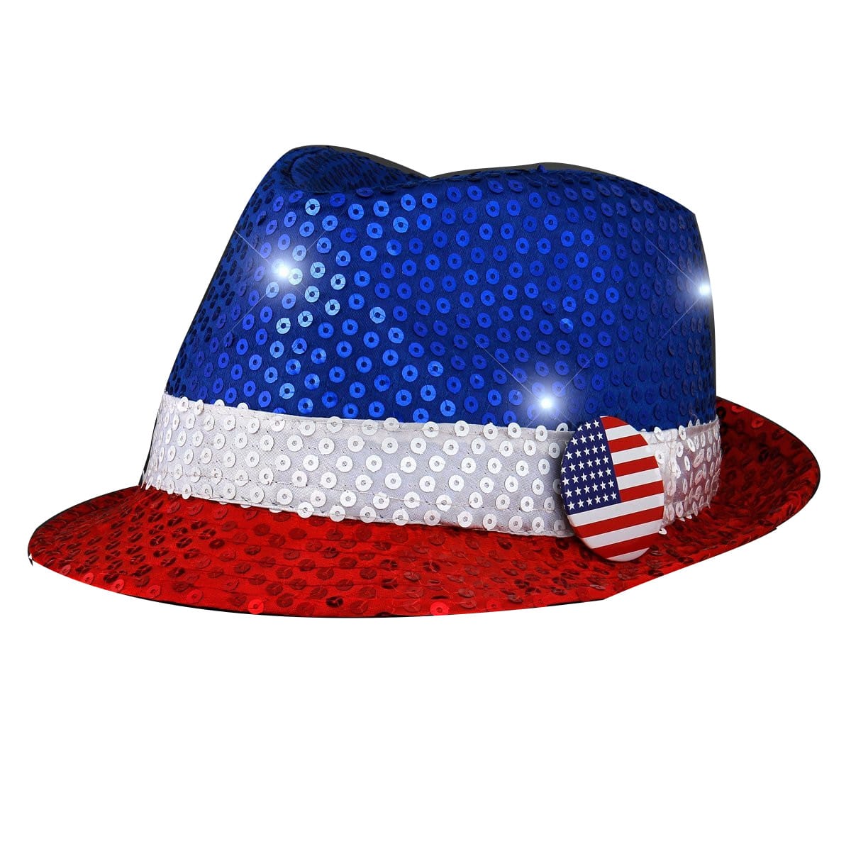 USA Flashing Fedora Hat with Red White and Blue Sequins 4th of July USA Flashing Fedora Hat with Red White and Blue Sequins 4th of July 5