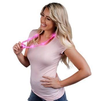 LED Pink Hearts Love Bead Necklace All Products