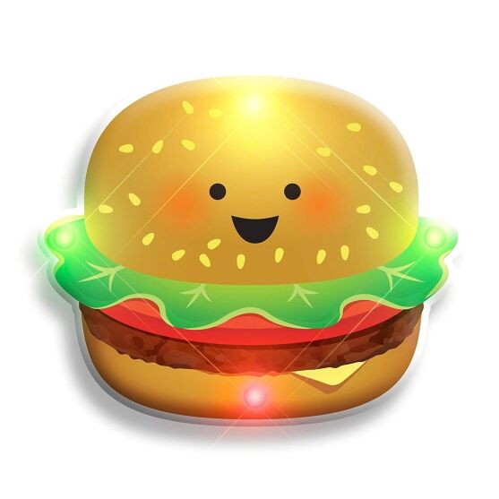 LED Happy Hamburger Flashing Body Light Lapel Pins All Body Lights and Blinkees 3