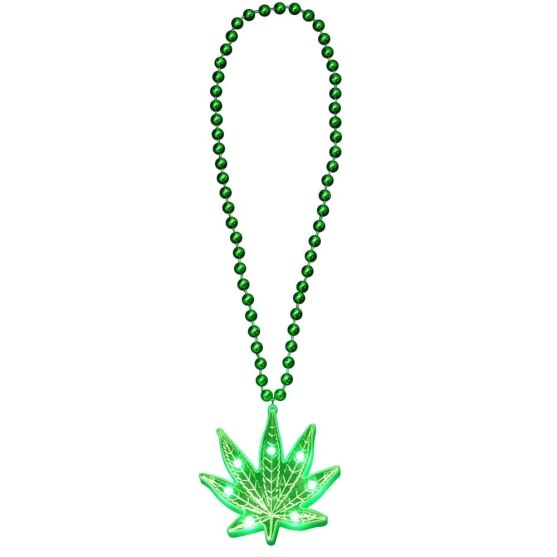 Light Up Pot Leaf Beaded Necklace 420 Light Up Pot Leaf Beaded Necklace 420 3