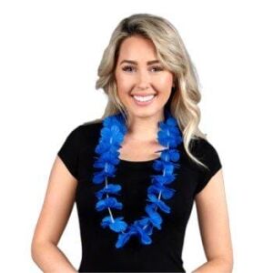 Hawaiian Flower Lei Necklace Blue All Products