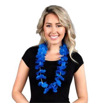 Hawaiian Flower Lei Necklace Blue All Products