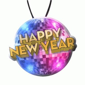 Happy New Year Disco Ball LED Charm On Lanyard All Body Lights and Blinkees