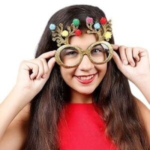 Gold Glitter Christmas Holiday Reindeer Antlers Animal Glasses All Products