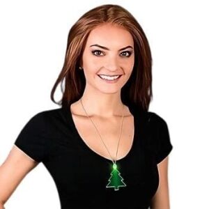 Green Light Up Christmas Tree Charm Pendant LED Necklace All Products