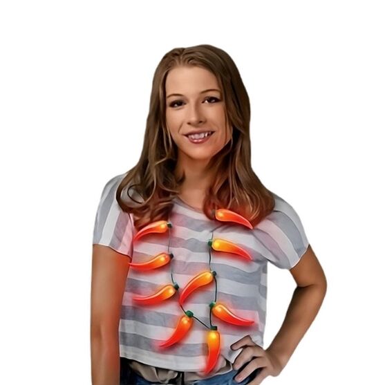 Big Bulb Red Spicy Caliente Chili Pepper String Light Up Flashing Necklace All Products 3