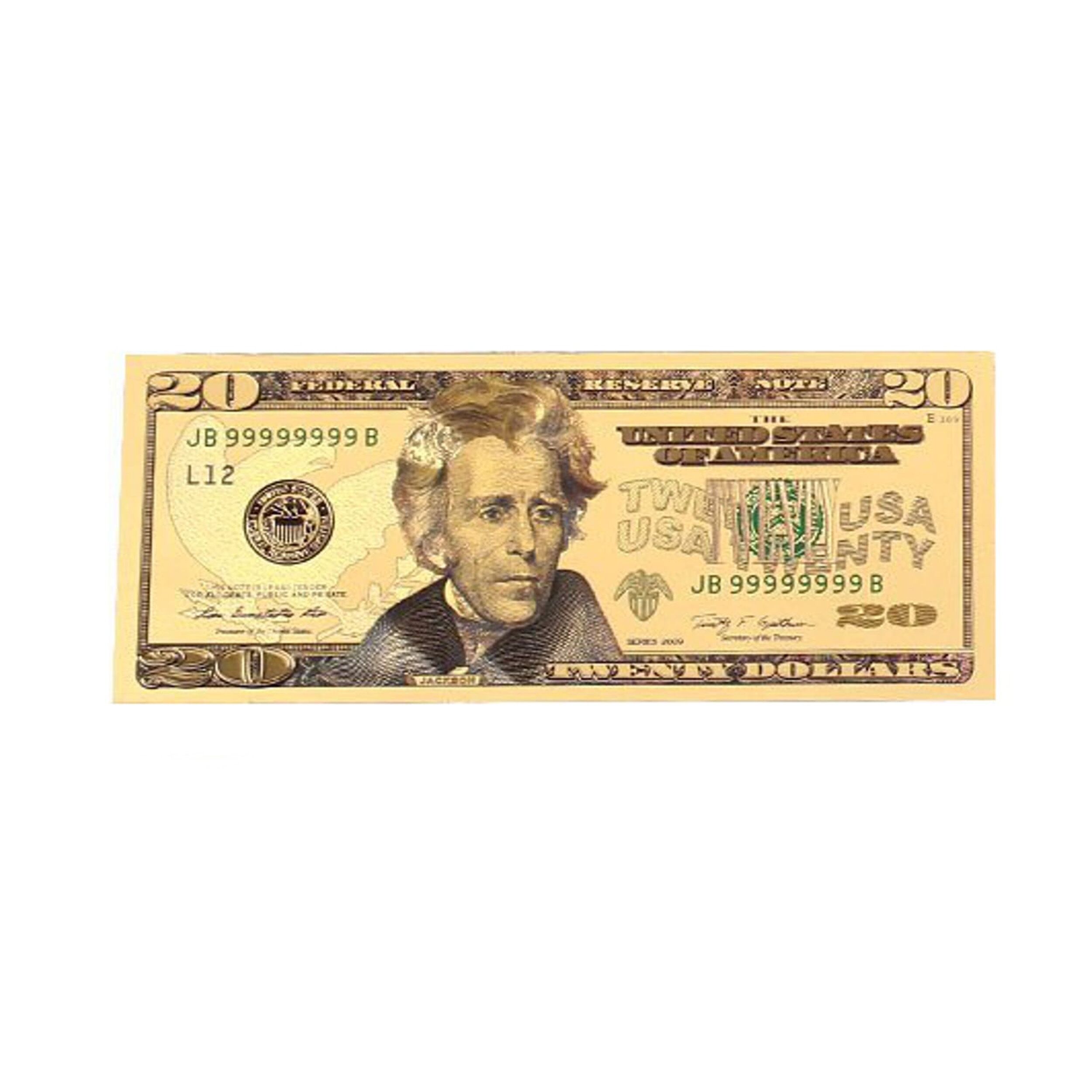 20 Dollar Bill 24K Gold Plated Decorative Collectible Replica Banknote 24K Gold and Silver Plated Replica Bills 20 Dollar Bill 24K Gold Plated Decorative Collectible Replica Banknote 24K Gold and Silver Plated Replica Bills 5