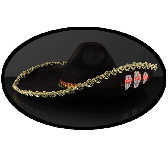 Black Light Up Oversize Sombrero Skull Hat Costume With Gold Brim All Products Black Light Up Oversize Sombrero Skull Hat Costume With Gold Brim All Products 3