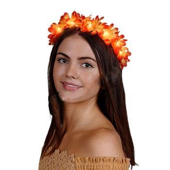 Light Up Flashing Orange Flower Crown Stretchy Headband All Products