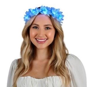 Light Up Flashing Blue Flower Crown Stretchy Headband All Products