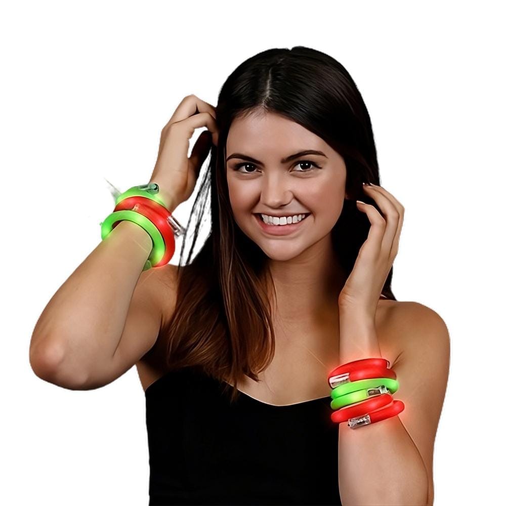 Assorted Light Up Christmas Bling Red Green Tube Bracelets Pack of 25 All Products Assorted Light Up Christmas Bling Red Green Tube Bracelets Pack of 25 All Products 3