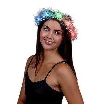 Light Up Tinsel Halo Crown Headband Clubs, Concerts, Festivals, Disco