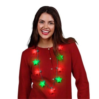 Christmas Stars Red Green LED String Lights Necklace All Products
