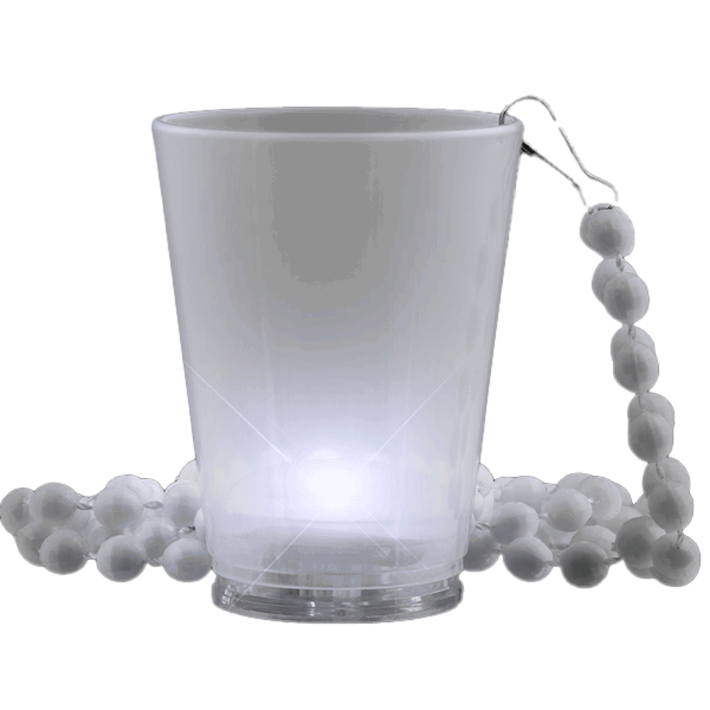 Light Up White Shot Glass on White Beaded Necklaces 4th of July Light Up White Shot Glass on White Beaded Necklaces 4th of July 5