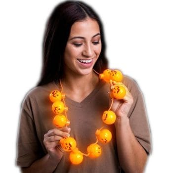Light Up Halloween Pumpkin Bulb Necklace Halloween Light Up and Non-Light Up Necklace