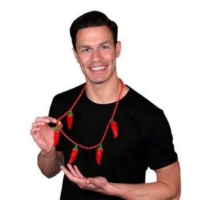 Non Light Up Five Jumbo Charm Chili Pepper Necklace for Cinco de Mayo Beads and Beaded Necklaces