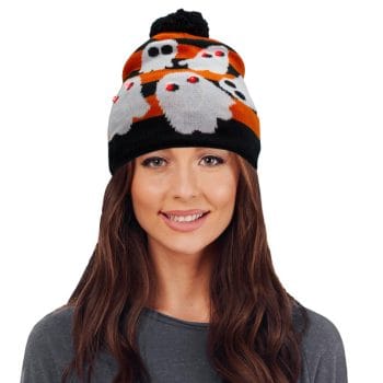 Light Up Ghost Knit Pom Pom Beanie Hat Pack of 6 All Products