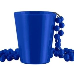 Unlit Blue Shot Glass on Blue Beaded Necklaces 4th of July