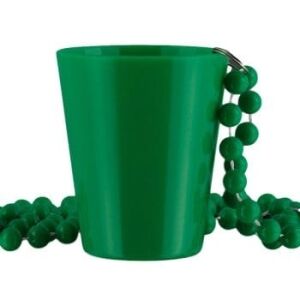 Unlit Up Green Shot Glass on Green Beaded Necklaces for Mardi Gras All Products