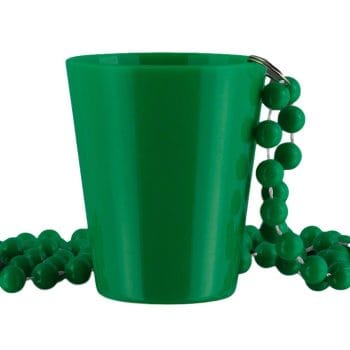 Unlit Up Green Shot Glass on Green Beaded Necklaces for Mardi Gras All Products