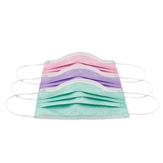 Disposable Daily Face Mask Assorted Pink Purple Green Pleated Pack of 48 All Products Disposable Daily Face Mask Assorted Pink Purple Green Pleated Pack of 48 All Products 3