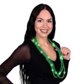 Opaque Round Still Light No Flash Green Beads Mardi Gras Light Up Necklaces Opaque Round Still Light No Flash Green Beads Mardi Gras Light Up Necklaces