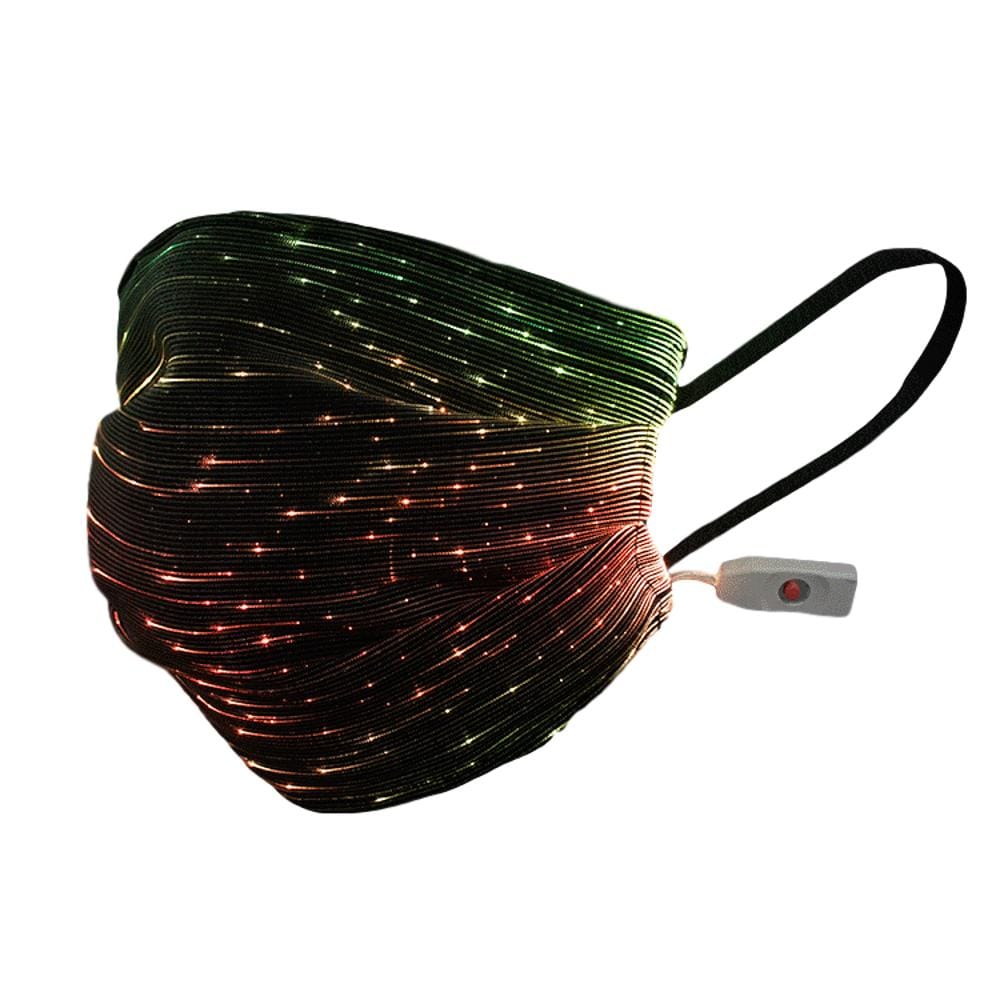 USB Fiber Optic Light Up Multicolor Face Mask in Black Rectangle Fabric All Products 11