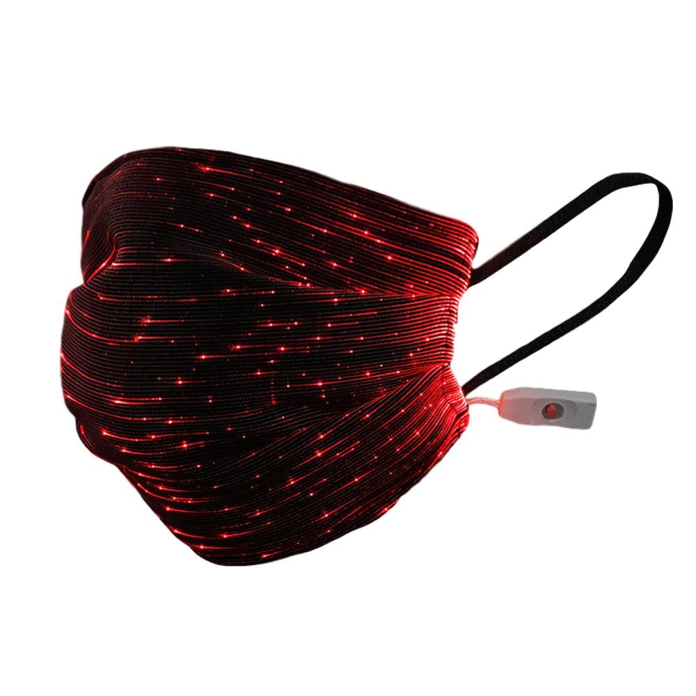 USB Fiber Optic Light Up Multicolor Face Mask in Black Rectangle Fabric All Products 10