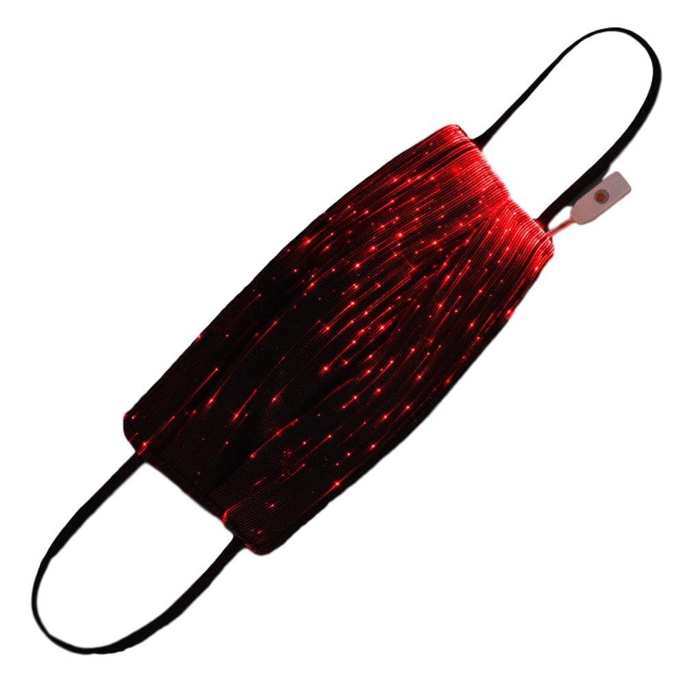 USB Fiber Optic Light Up Multicolor Face Mask in Black Rectangle Fabric All Products 7